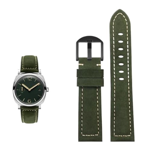 20mm 22mm 24mm 26mm Handgefertigtes Uhrenarmband passend for Tissot passend for Seiko passend for Citizen Vintage Lederarmband (Color : Army green-black, Size : 20mm) von Svincoter