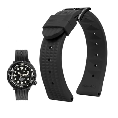 20mm 22mm Gummiarmband passend for Seiko IWC Citizen Waffelarmband Armbänder Mode Universal Herren Diver Silikon Sportuhrenarmband (Color : Black-black, Size : 22mm) von Svincoter