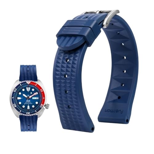 20mm 22mm Gummiarmband passend for Seiko IWC Citizen Waffelarmband Armbänder Mode Universal Herren Diver Silikon Sportuhrenarmband (Color : Blue-silver, Size : 20mm) von Svincoter