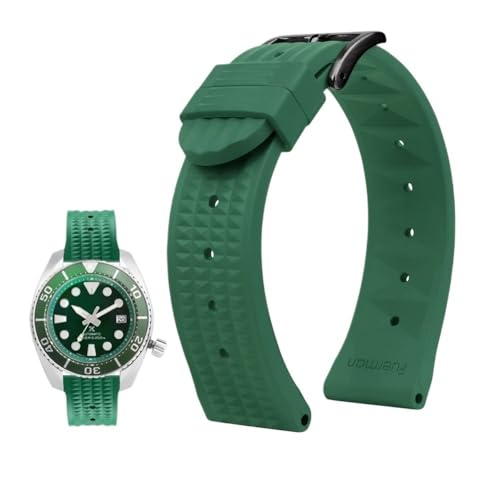 20mm 22mm Gummiarmband passend for Seiko IWC Citizen Waffelarmband Armbänder Mode Universal Herren Diver Silikon Sportuhrenarmband (Color : Green-black, Size : 22mm) von Svincoter
