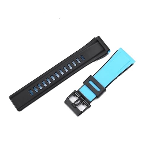 24 mm Harzarmband, passend for Casio GA2000 PRG-600 PRW-6600 PRG-650, Herren-Sport-Armbanduhr, wasserdicht, Gummi, Universal-Armbanduhr-Zubehör (Color : Turquoise Blue Black, Size : 24mm) von Svincoter