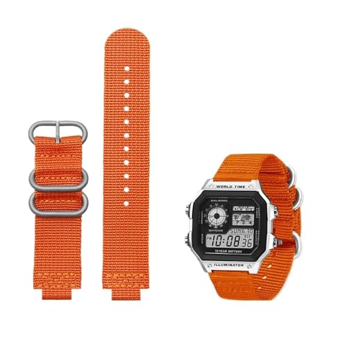 Canvas-Uhrenarmband 18 mm, passend for CASIO Box AE1200 / 1300/1000 W-219, modifiziertes Nylon-Uhrenarmband. Herren-Armbandarmband-Zubehör (Color : Color 04, Size : 18mm) von Svincoter