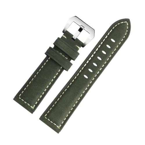Echtes Lederarmband, passend for Casio-Uhrenarmband, passend for Swordfish MDV106 MTP-1374L EFR-303D, mattiertes Leder-Uhrenarmband, 22 mm (Color : Green silver, Size : 22mm) von Svincoter