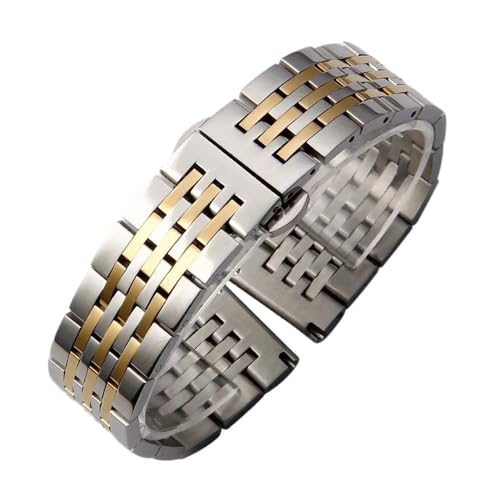 Edelstahl-Uhrenarmband, passend for Tissot, passend for Citizen, passend for Longines, passend for Seiko-Uhrenarmband, 12/14/16/18/19/20/22/24 mm (Color : Silver Gold, Size : 14mm) von Svincoter