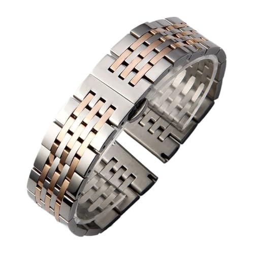 Edelstahl-Uhrenarmband, passend for Tissot, passend for Citizen, passend for Longines, passend for Seiko-Uhrenarmband, 12/14/16/18/19/20/22/24 mm (Color : Silver Rose Gold, Size : 18mm) von Svincoter