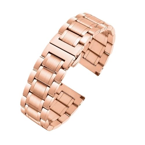 Passend for Seiko Timex Citizen Casio gebogenes Ende, Edelstahlarmband, Herren-Armband, 20 mm, 22 mm, Metallarmband, Uhrenkette (Color : C Rose gold, Size : 22mm) von Svincoter