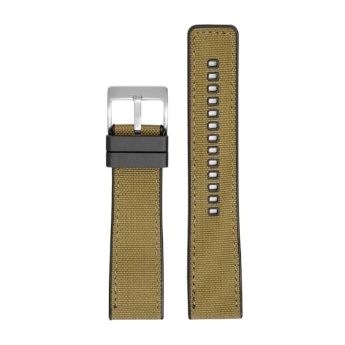 Gewebtes Canvas-Gummiarmband, 20 mm, 22 mm, 24 mm, Schnellverschluss, wasserdicht, for Herren, Nylon, Sport, Ersatzarmband, Uhrenarmband, passend for Omega und Seiko (Color : Khaki silver, Size : 24 von Svincoter