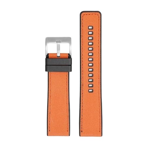 Gewebtes Canvas-Gummiarmband, 20 mm, 22 mm, 24 mm, Schnellverschluss, wasserdicht, for Herren, Nylon, Sport, Ersatzarmband, Uhrenarmband, passend for Omega und Seiko (Color : Orange silver, Size : 2 von Svincoter