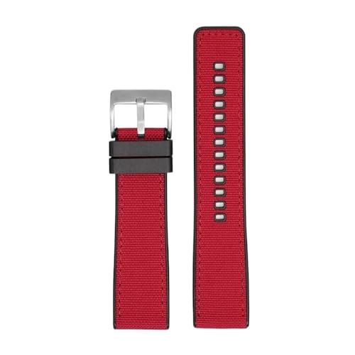 Gewebtes Canvas-Gummiarmband, 20 mm, 22 mm, 24 mm, Schnellverschluss, wasserdicht, for Herren, Nylon, Sport, Ersatzarmband, Uhrenarmband, passend for Omega und Seiko (Color : Red silver, Size : 22mm von Svincoter