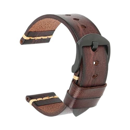 Handgefertigtes Uhrenarmband aus Rindsleder, 7 Farben erhältlich, Vintage-Uhrenarmband, 20 mm, 22 mm, 24 mm, passend for Panerai Citizen, Casio SEIKO (Color : DarkBrown Black, Size : 19mm) von Svincoter