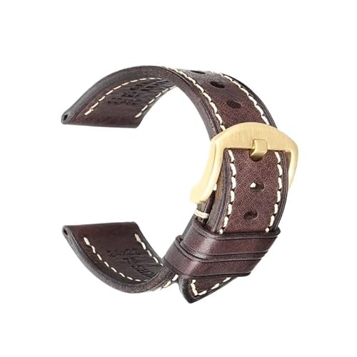 Handgefertigtes Uhrenarmband aus echtem Rindsleder mit Schmetterlingsschnalle, passend for Hamilton, passend for SEIKO, passend for Citizen-Uhrenarmbänder (Color : DarkBrown G Buckle, Size : 20mm) von Svincoter