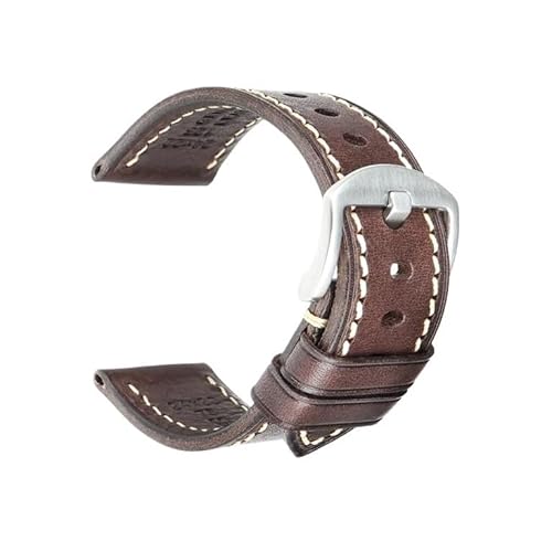 Handgefertigtes Uhrenarmband aus echtem Rindsleder mit Schmetterlingsschnalle, passend for Hamilton, passend for SEIKO, passend for Citizen-Uhrenarmbänder (Color : DarkBrown S Buckle, Size : 19mm) von Svincoter