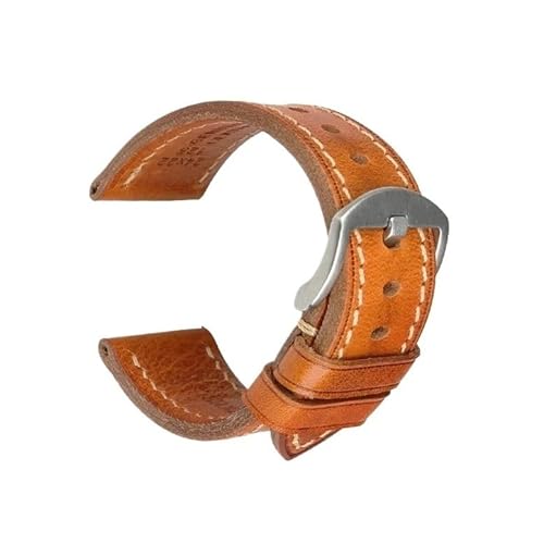 Handgefertigtes Uhrenarmband aus echtem Rindsleder mit Schmetterlingsschnalle, passend for Hamilton, passend for SEIKO, passend for Citizen-Uhrenarmbänder (Color : LightBrown S Buckle, Size : 22mm) von Svincoter