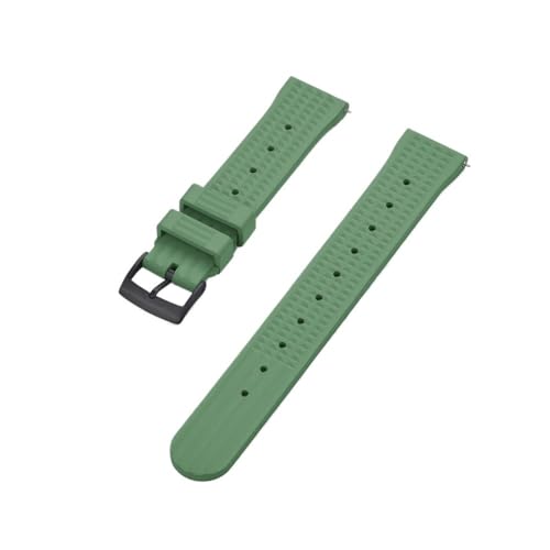 Hochwertiges Fluorkautschuk 20 mm 22 mm Waffel-Uhrenarmband, Schnellverschluss, FKM-Uhrenarmband, passend for Herren, Seiko Diving Ersatzarmband (Color : Army Green Black, Size : 20mm) von Svincoter