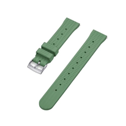 Hochwertiges Fluorkautschuk 20 mm 22 mm Waffel-Uhrenarmband, Schnellverschluss, FKM-Uhrenarmband, passend for Herren, Seiko Diving Ersatzarmband (Color : Army Green Silver, Size : 22mm) von Svincoter