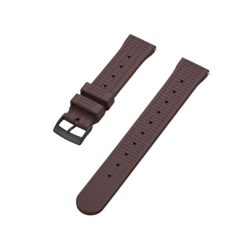 Hochwertiges Fluorkautschuk 20 mm 22 mm Waffel-Uhrenarmband, Schnellverschluss, FKM-Uhrenarmband, passend for Herren, Seiko Diving Ersatzarmband (Color : Brown Black, Size : 20mm) von Svincoter