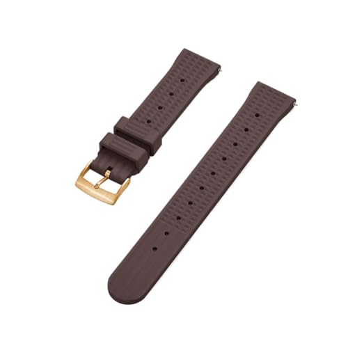 Hochwertiges Fluorkautschuk 20 mm 22 mm Waffel-Uhrenarmband, Schnellverschluss, FKM-Uhrenarmband, passend for Herren, Seiko Diving Ersatzarmband (Color : Brown Gold, Size : 20mm) von Svincoter