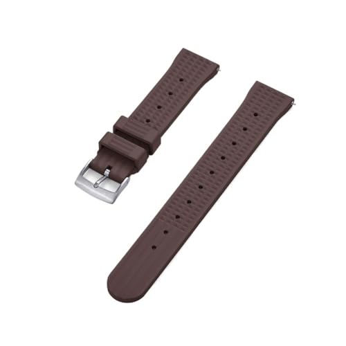 Hochwertiges Fluorkautschuk 20 mm 22 mm Waffel-Uhrenarmband, Schnellverschluss, FKM-Uhrenarmband, passend for Herren, Seiko Diving Ersatzarmband (Color : Brown Silver, Size : 20mm) von Svincoter