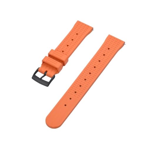 Hochwertiges Fluorkautschuk 20 mm 22 mm Waffel-Uhrenarmband, Schnellverschluss, FKM-Uhrenarmband, passend for Herren, Seiko Diving Ersatzarmband (Color : Orange Black, Size : 22mm) von Svincoter