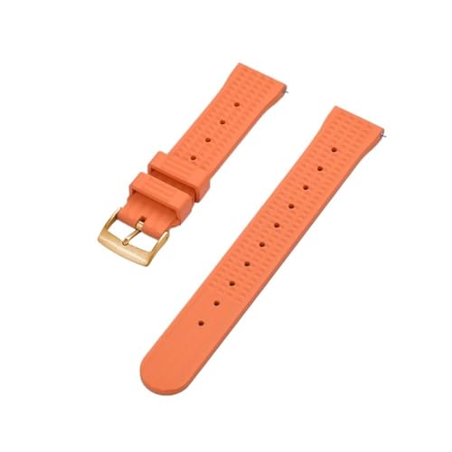 Hochwertiges Fluorkautschuk 20 mm 22 mm Waffel-Uhrenarmband, Schnellverschluss, FKM-Uhrenarmband, passend for Herren, Seiko Diving Ersatzarmband (Color : Orange Gold, Size : 20mm) von Svincoter