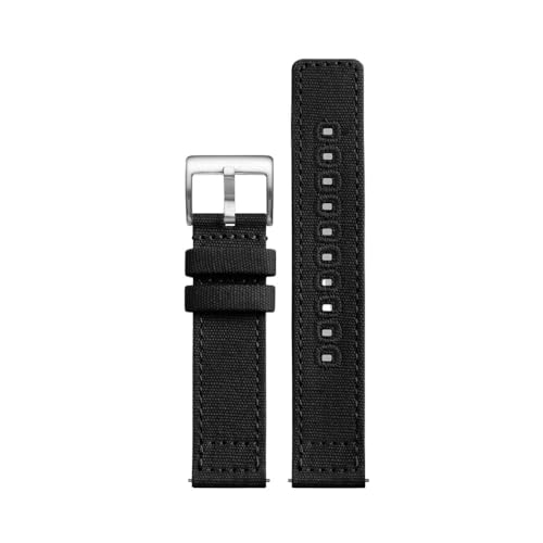 Nylon-Canvas-Uhrenarmband, 18 mm, 20 mm, 22 mm, passend for Hamilton Khaki Field H70605731 H70605993, passend for Seagull, passend for Seiko Sports Watch Strap (Color : Black-silver, Size : 22mm) von Svincoter