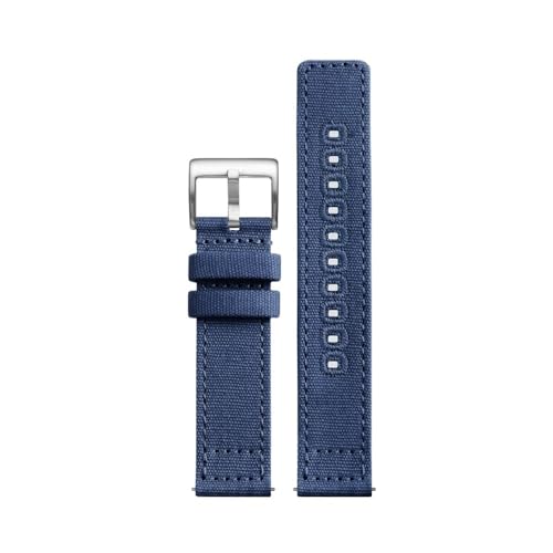 Nylon-Canvas-Uhrenarmband, 18 mm, 20 mm, 22 mm, passend for Hamilton Khaki Field H70605731 H70605993, passend for Seagull, passend for Seiko Sports Watch Strap (Color : Blue-silver, Size : 18mm) von Svincoter