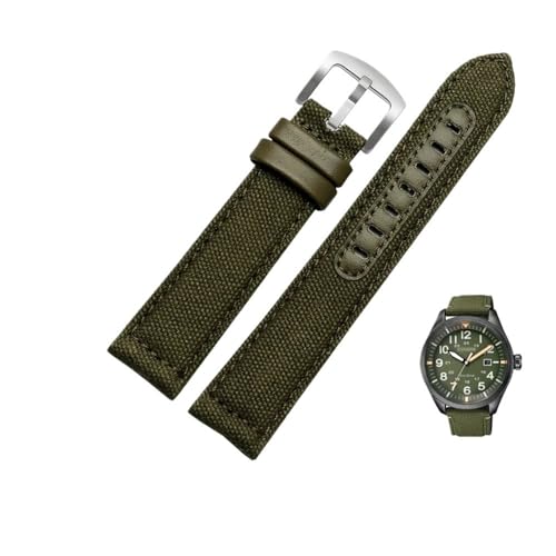 Nylon-Canvas-Uhrenarmband passend for Seiko Nr. 5 Prospex-Serie Citizen Eco-Drive. Ersetzen Sie das wasserdichte Uhrenarmband 20 22 24 mm (Color : Army Green-steel, Size : 20mm) von Svincoter