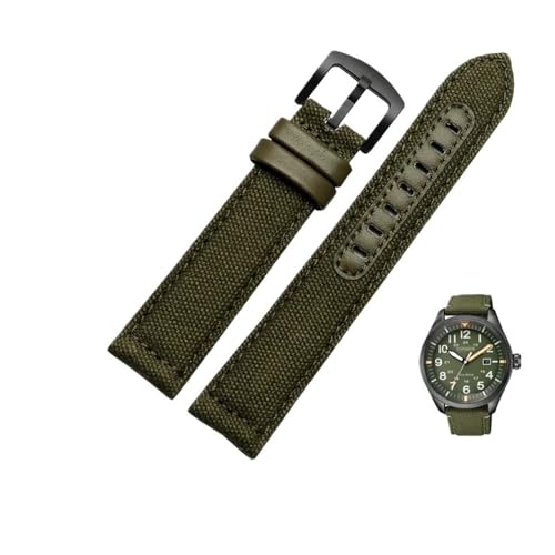 Nylon-Canvas-Uhrenarmband passend for Seiko Nr. 5 Prospex-Serie Citizen Eco-Drive. Ersetzen Sie das wasserdichte Uhrenarmband 20 22 24 mm (Color : Army green-black, Size : 20mm) von Svincoter