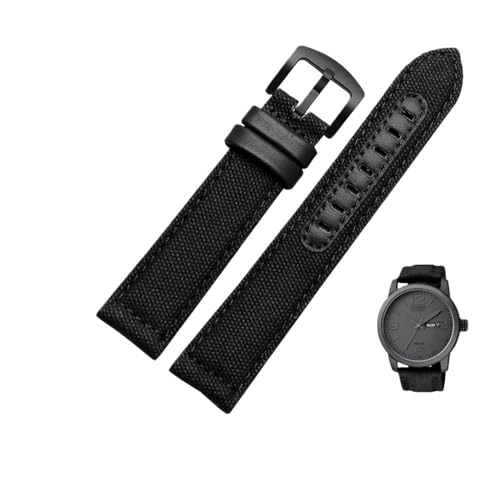 Nylon-Canvas-Uhrenarmband passend for Seiko Nr. 5 Prospex-Serie Citizen Eco-Drive. Ersetzen Sie das wasserdichte Uhrenarmband 20 22 24 mm (Color : Black-Black, Size : 22mm) von Svincoter