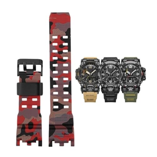 Passend for G-SHOCK for Casio Uhrenarmband for Herren der zweiten Generation Big Mud King Modified GWG2000 GWG-2000 GWG-2040 Harzkautschukarmband (Color : Camo red-black) von Svincoter