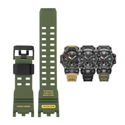 Passend for G-SHOCK for Casio Uhrenarmband for Herren der zweiten Generation Big Mud King Modified GWG2000 GWG-2000 GWG-2040 Harzkautschukarmband (Color : Green-black) von Svincoter