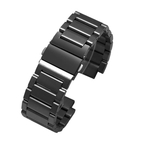 Passend for Herren TIMEX T2N720 T2N721 TW2R55500 T2N739, passend for Garmin Soild Edelstahl-Uhrenarmband, 24 x 16 mm Bandanstoß-Metallarmband (Color : C-black, Size : 24-16mm) von Svincoter