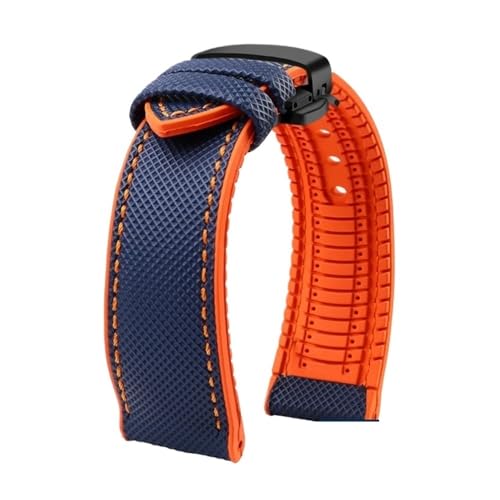 Passend for Longines Seiko Water Ghost Hamilton Serie Nylon Gummi Boden Uhrenarmband 20mm 22mm 23 Strap Herren weiches wasserdichtes Armband (Color : Blue Orange BlackB, Size : 19mm) von Svincoter