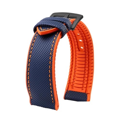 Passend for Longines Seiko Water Ghost Hamilton Serie Nylon Gummi Boden Uhrenarmband 20mm 22mm 23 Strap Herren weiches wasserdichtes Armband (Color : Blue Orange black A, Size : 19mm) von Svincoter