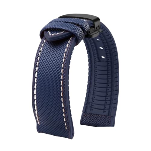 Passend for Longines Seiko Water Ghost Hamilton Serie Nylon Gummi Boden Uhrenarmband 20mm 22mm 23 Strap Herren weiches wasserdichtes Armband (Color : Blue White Black B, Size : 22mm) von Svincoter