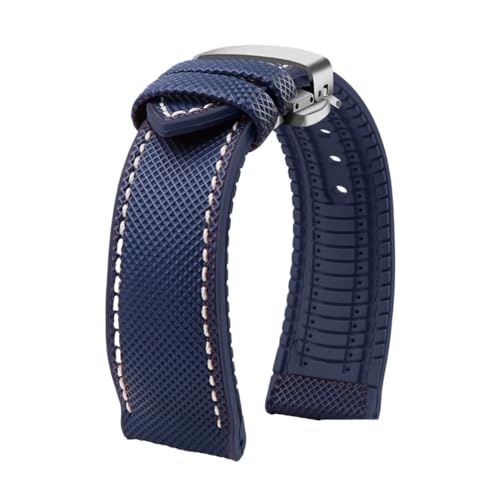 Passend for Longines Seiko Water Ghost Hamilton Serie Nylon Gummi Boden Uhrenarmband 20mm 22mm 23 Strap Herren weiches wasserdichtes Armband (Color : Blue White silver B, Size : 19mm) von Svincoter