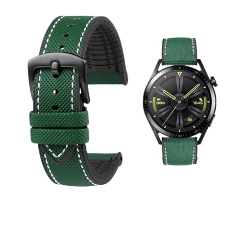 Passend for Longines Seiko Water Ghost Hamilton Serie Nylon Gummi Boden Uhrenarmband 20mm 22mm 23 Strap Herren weiches wasserdichtes Armband (Color : Green White black A, Size : 19mm) von Svincoter