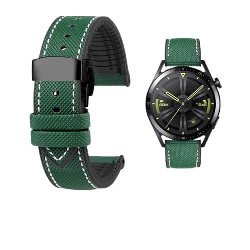 Passend for Longines Seiko Water Ghost Hamilton Serie Nylon Gummi Boden Uhrenarmband 20mm 22mm 23 Strap Herren weiches wasserdichtes Armband (Color : Green White black B, Size : 20mm) von Svincoter