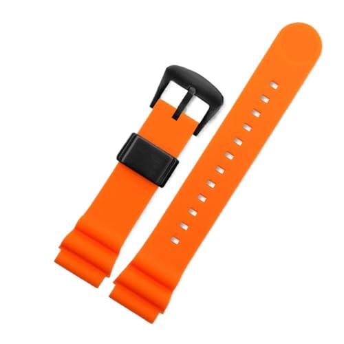 Silikon-Uhrenarmband, passend for Seiko Prospex-Serie, weich, wasserdicht, schweißfest, Citizen City Water Ghost-Uhrenarmband-Zubehör, 22 mm (Color : Orange-Black, Size : 22mm) von Svincoter