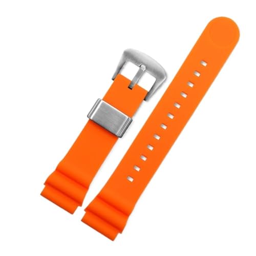 Silikon-Uhrenarmband, passend for Seiko Prospex-Serie, weich, wasserdicht, schweißfest, Citizen City Water Ghost-Uhrenarmband-Zubehör, 22 mm (Color : Orange-steel, Size : 22mm) von Svincoter