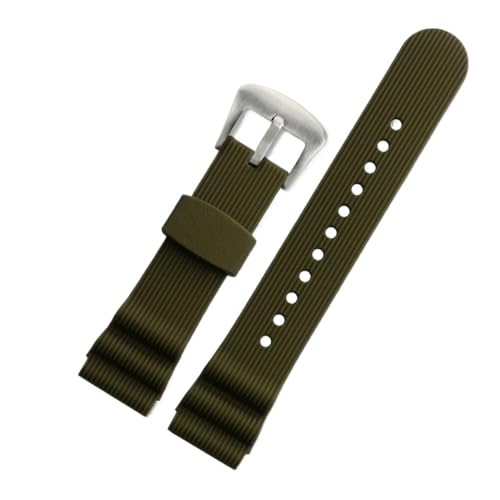 Silikon-Uhrenarmband passend for Seiko Sne545p1 Herren-Prospex-Serie Sne547p1, wasserdichtes, schweißfestes, weiches, bequemes Uhrenarmband, 22 mm (Color : Army Green-steel, Size : 22mm) von Svincoter