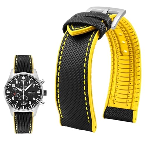 Svincoter 19–24 mm Herren-Armband aus Gummi, wasserdicht, staubdicht, passend for die meisten wasserdichten Uhrenarmbänder mit flacher Öffnung(Black yellow sk pin,22mm) von Svincoter
