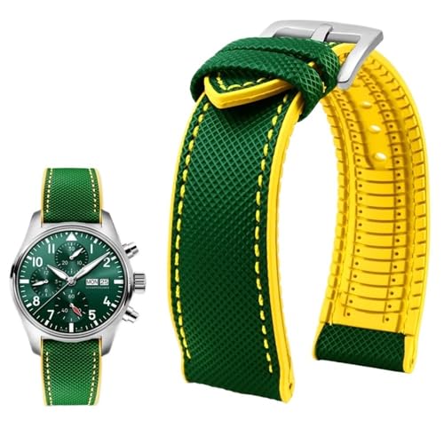 Svincoter 19–24 mm Herren-Armband aus Gummi, wasserdicht, staubdicht, passend for die meisten wasserdichten Uhrenarmbänder mit flacher Öffnung(Green yellow sk pin,23mm) von Svincoter