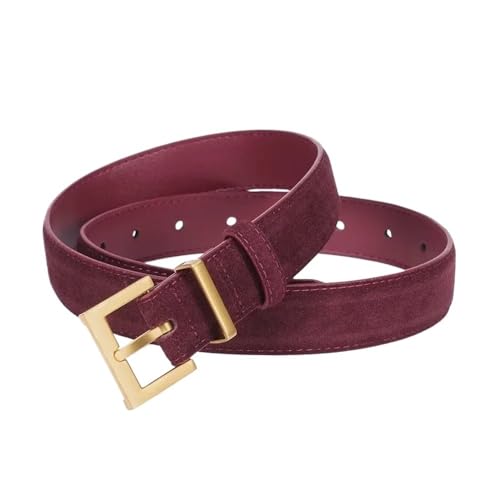 Svincoter 2,8 CM frauen gold platz schnalle echtes leder jeans und kleid gürtel rindsleder retro gürtel(Ancora red B) von Svincoter