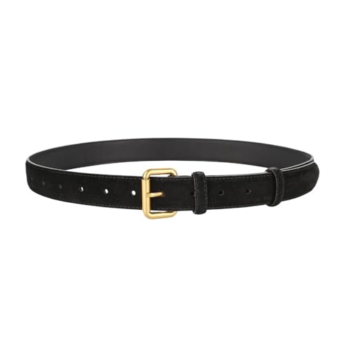 Svincoter 2,8 cm Frauen Wildleder echtes Leder dornschließe gürtel fit for Jeans Mantel Einstellung licht(100cm_Black) von Svincoter