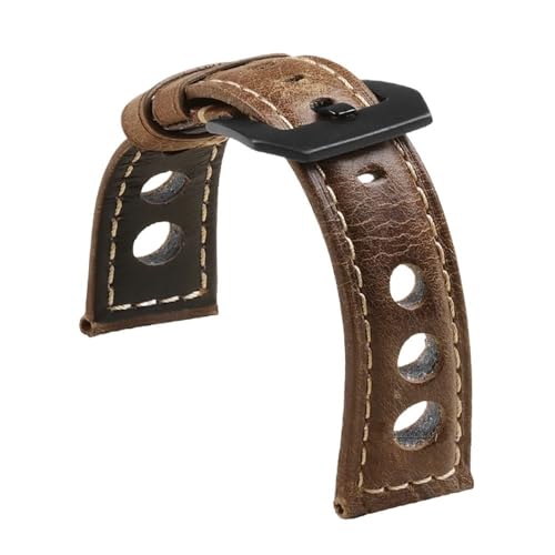 Svincoter 20, 22, 24 mm Vintage-Armband aus echtem Leder mit Dornschließe for Herren und Damen, passend for die meisten Uhren mit flacher Öffnung(Brown,22mm) von Svincoter