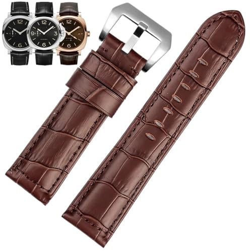Svincoter 22/24/26 mm Herren-Armband aus mattiertem Vintage-Echtleder, passend for Panerai PAM111 441 312, passend for Breitling, passend for Hamilton(Brown s buckle,22mm) von Svincoter