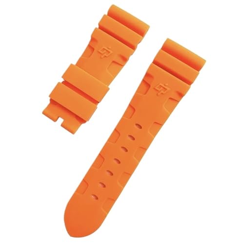 Svincoter 24, 26 mm Herren-Armband aus Silikonkautschukgel mit Blitzverschluss, passend for Panerai PAM 441 386(Orange,24MM_BLACK BUCKLE) von Svincoter