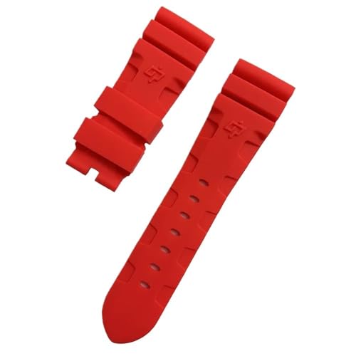 Svincoter 24, 26 mm Herren-Armband aus Silikonkautschukgel mit Blitzverschluss, passend for Panerai PAM 441 386(Red,26MM_SILVER BUCKLE) von Svincoter