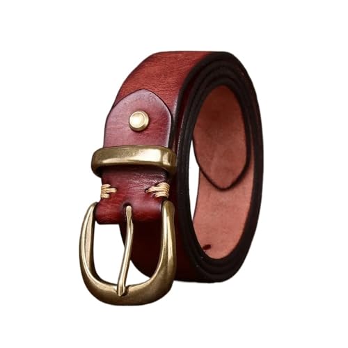 Svincoter 3,3 cm Herren- und Damen-Ledergürtel mit Nadelschnalle, Retro-koreanische Version(105CM_Win RED) von Svincoter